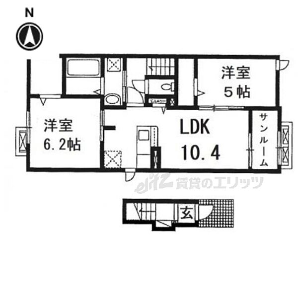 滋賀県長浜市平方町(賃貸アパート2LDK・2階・58.43㎡)の写真 その2