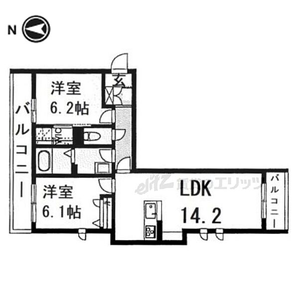 滋賀県長浜市八幡東町(賃貸マンション2LDK・2階・62.34㎡)の写真 その2