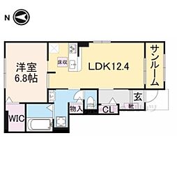 JR湖西線 安曇川駅 徒歩7分の賃貸アパート 1階1LDKの間取り