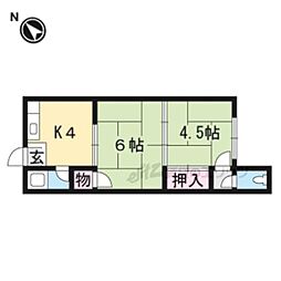 JR東海道・山陽本線 野洲駅 徒歩7分の賃貸アパート 2階2Kの間取り