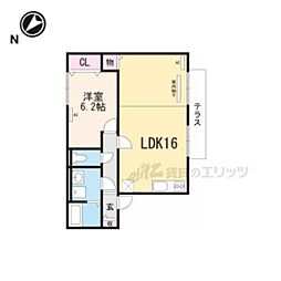 JR草津線 寺庄駅 徒歩11分の賃貸アパート 2階1LDKの間取り