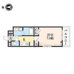 ウエスト　コミタリアIII 3階1Kの間取り