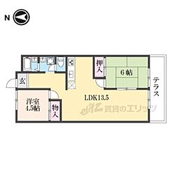 JR東海道・山陽本線 膳所駅 徒歩3分の賃貸マンション 1階2LDKの間取り