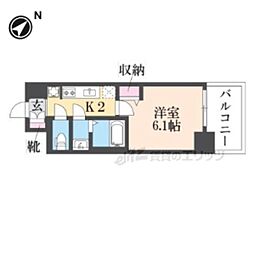 プレサンス大津京町ベルリーヴァ 9階1Kの間取り