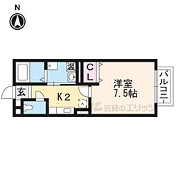 JR草津線 石部駅 バス10分 菩提寺小学校下車 徒歩7分の賃貸アパート 1階1Kの間取り