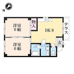 JR草津線 貴生川駅 徒歩5分の賃貸アパート 1階2DKの間取り