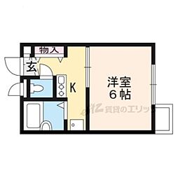 JR湖西線 大津京駅 徒歩8分の賃貸アパート 2階1Kの間取り