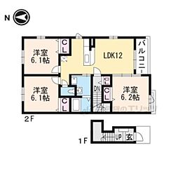 近江鉄道近江本線 日野駅 バス8分 警察署前下車 徒歩2分の賃貸アパート 2階3LDKの間取り
