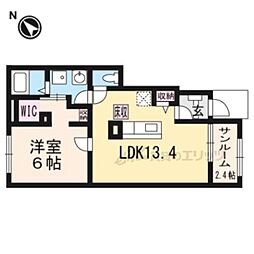 パインビレッジビオーラ 1階1LDKの間取り