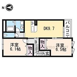JR東海道・山陽本線 膳所駅 徒歩10分の賃貸アパート 2階2LDKの間取り