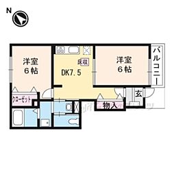 ブローテ 1階2DKの間取り
