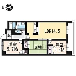 JR東海道・山陽本線 栗東駅 徒歩7分の賃貸マンション 6階3LDKの間取り