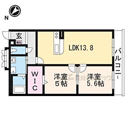 JR東海道・山陽本線 守山駅 徒歩6分の賃貸マンション 5階2LDKの間取り