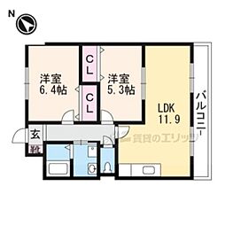アースマーシマンション2 2LDKの間取図画像