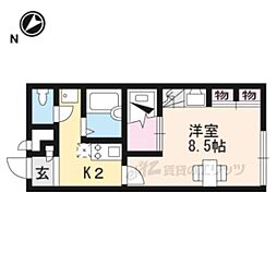 レオパレスレイクドリーム魁 1Kの間取図画像