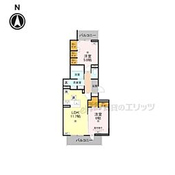 BORD DU LAC SOERI 2LDKの間取図画像