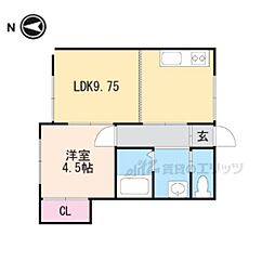 ヴィラコンフォート水口 1LDKの間取図画像