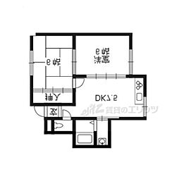 北新ハイツ 2DKの間取図画像