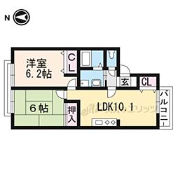 セジュール志賀2 2LDKの間取図画像