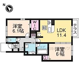 ディアコート 2LDKの間取図画像