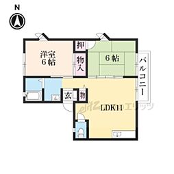 パティオインC 2LDKの間取図画像