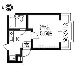 シャトレー藤井 1Kの間取図画像