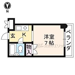 ヴィルベール桂 3階1Kの間取り
