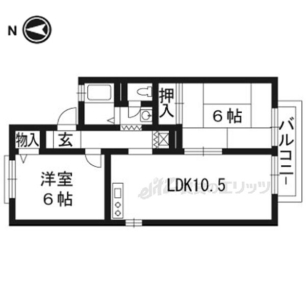 スイーツ山路 B202｜京都府京都市西京区樫原山路(賃貸アパート2LDK・2階・44.00㎡)の写真 その2