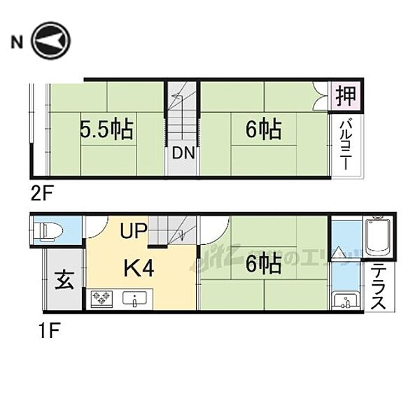 太秦青木元町26-5貸家 ｜京都府京都市右京区太秦青木元町(賃貸一戸建3K・2階・45.02㎡)の写真 その2