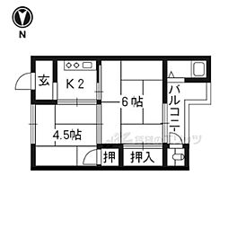 第一日ノ出荘 2Kの間取図画像