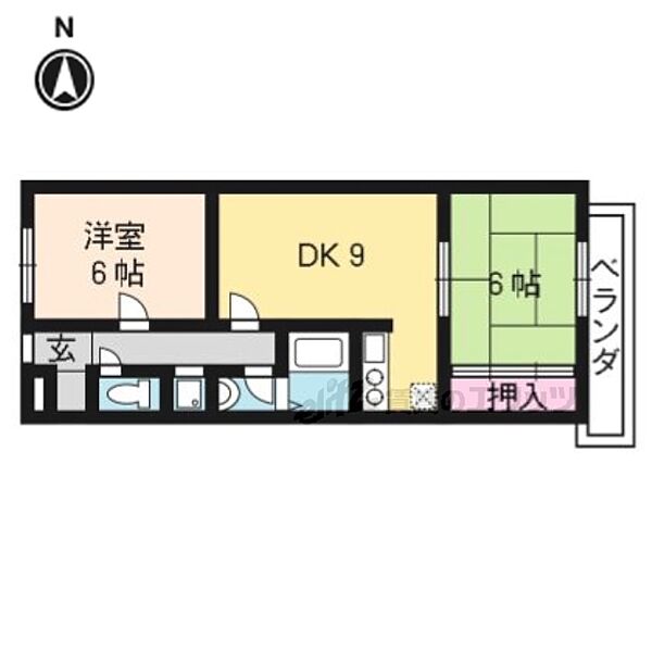 アフリー太田II 202｜京都府京都市右京区西京極堤町(賃貸マンション2DK・2階・46.17㎡)の写真 その2