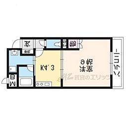 JR山陰本線 太秦駅 徒歩10分の賃貸マンション 地下1階1Kの間取り