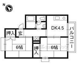 セジュール堂ノ前 2階2DKの間取り