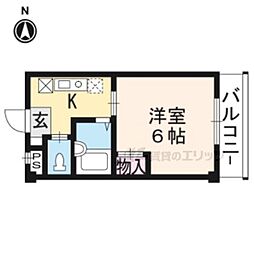 サン・ウエストくら 1Kの間取図画像