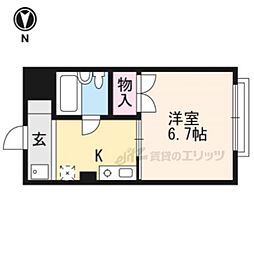阪急京都本線 西京極駅 徒歩2分の賃貸マンション 3階1Kの間取り