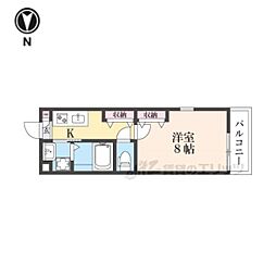 JR山陰本線 二条駅 徒歩7分の賃貸マンション 2階1Kの間取り