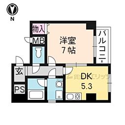 JR東海道・山陽本線 京都駅 徒歩8分の賃貸マンション 7階1DKの間取り