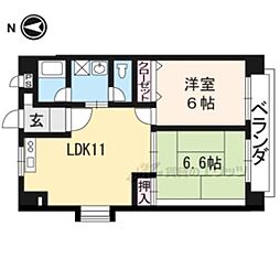 JR東海道・山陽本線 西大路駅 徒歩14分の賃貸マンション 3階2LDKの間取り