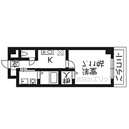 JR山陰本線 太秦駅 徒歩9分の賃貸マンション 3階1Kの間取り