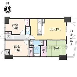 サンマンションアトレ東向日 4階3LDKの間取り
