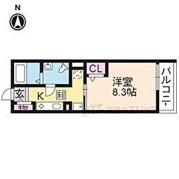 グランアルカンシェル 3階1Kの間取り