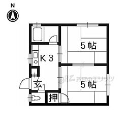 第二晴風荘 2階2Kの間取り