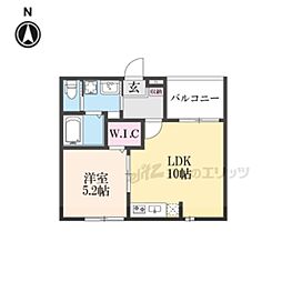 JR山陰本線 太秦駅 徒歩6分の賃貸アパート 2階1LDKの間取り