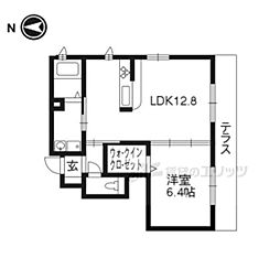デリシア 1階1LDKの間取り