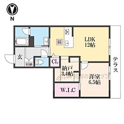 グランコート北浦 1LDKの間取図画像