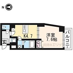 セラヴィ新丸太町 1DKの間取図画像