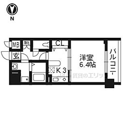 ライジングコート京都西院フロンティア 1Kの間取図画像