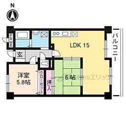 エスペランサー弥生 2LDKの間取図画像