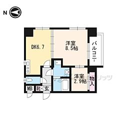 エスリード西大路駅前 2DKの間取図画像