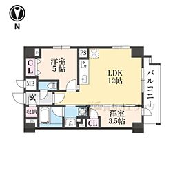 ジオエント四条大宮 2LDKの間取図画像